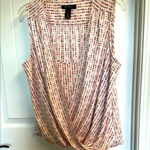 WHBM sleeveless top w/faux wrap draped front